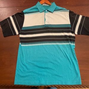 Vintage short sleeve blue/white/black polo shirt XL